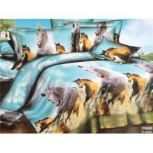 White and brown color horses are running fast designs bed sheet set blanket microfiber sheet set